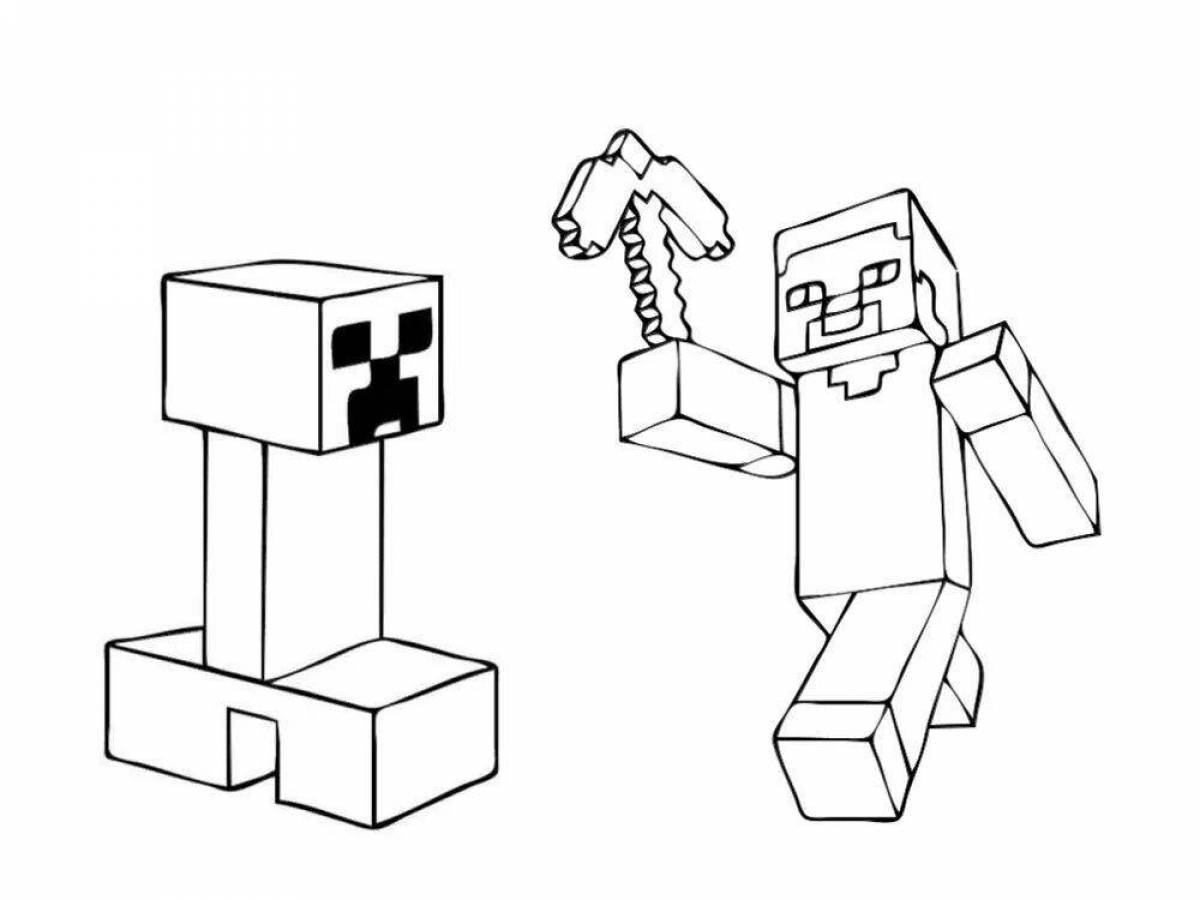 Charm minecraft alex coloring page