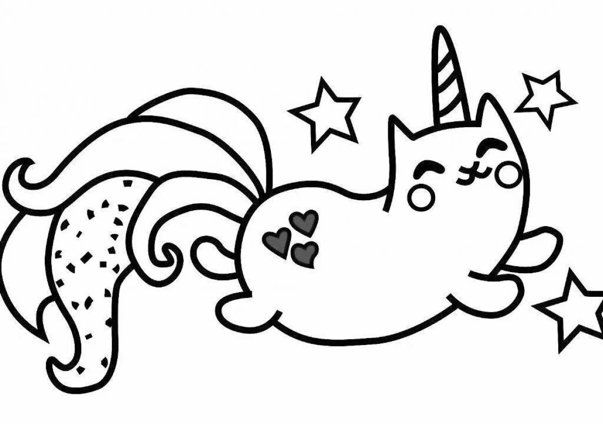 Sparkling coloring unicorn kitty