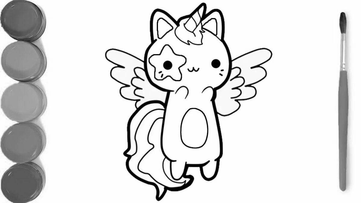 Peace coloring unicorn kitty