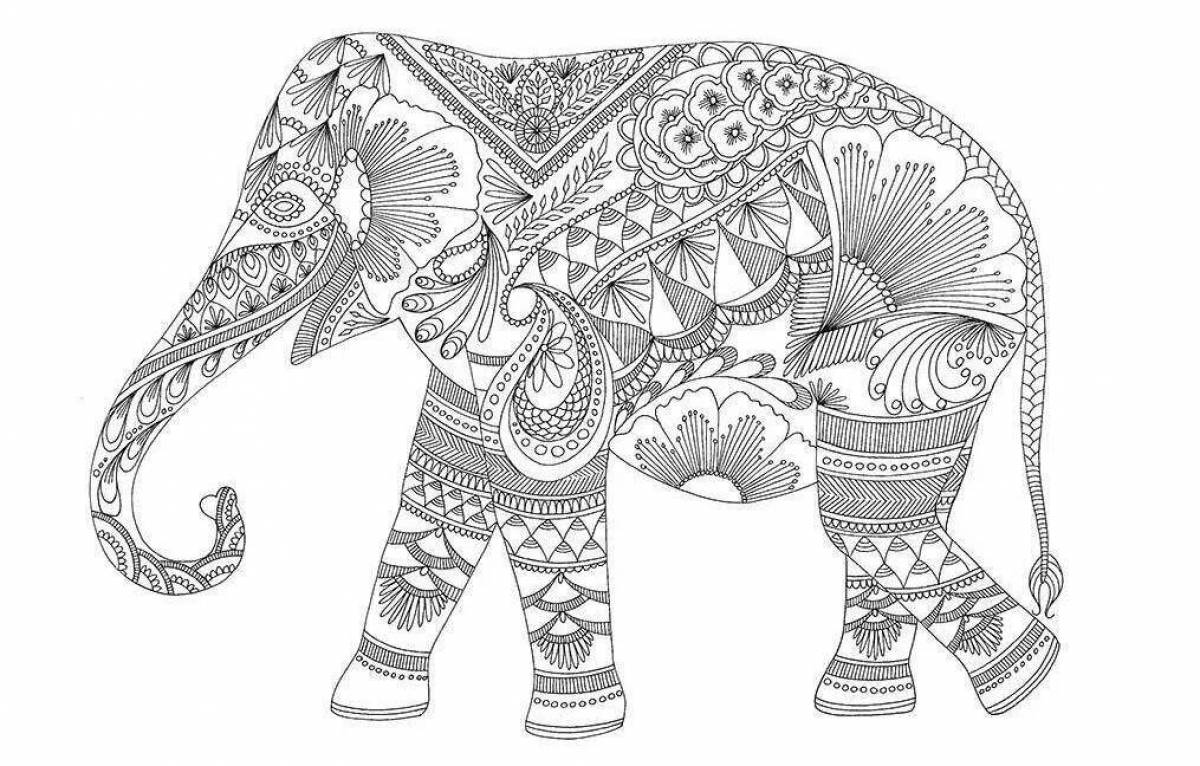 Радиантная раскраска антистрессовый слон