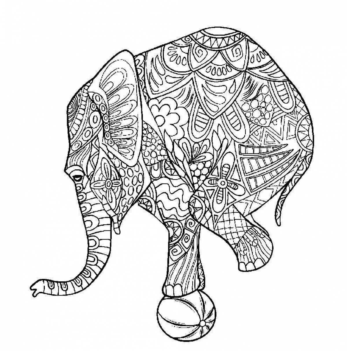 Glorious anti-stress elephant coloring book