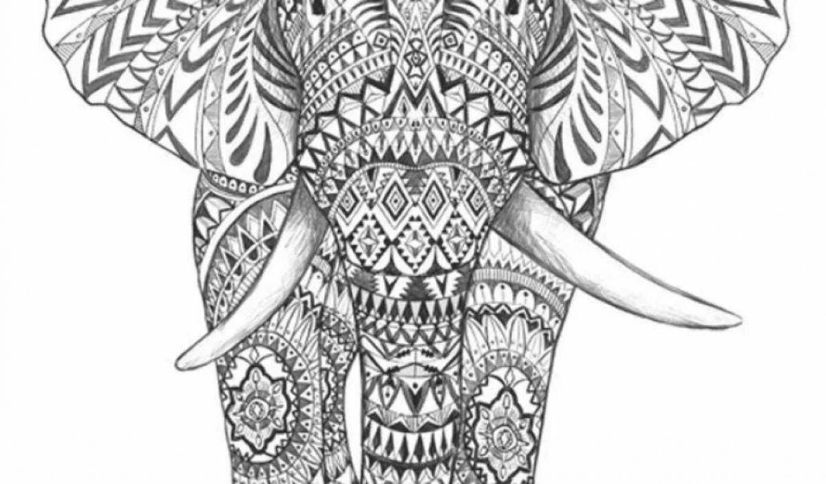 Delightful anti-stress elephant coloring book