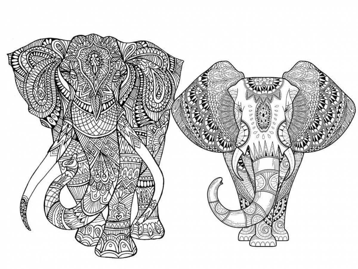Amazing anti-stress elephant coloring book