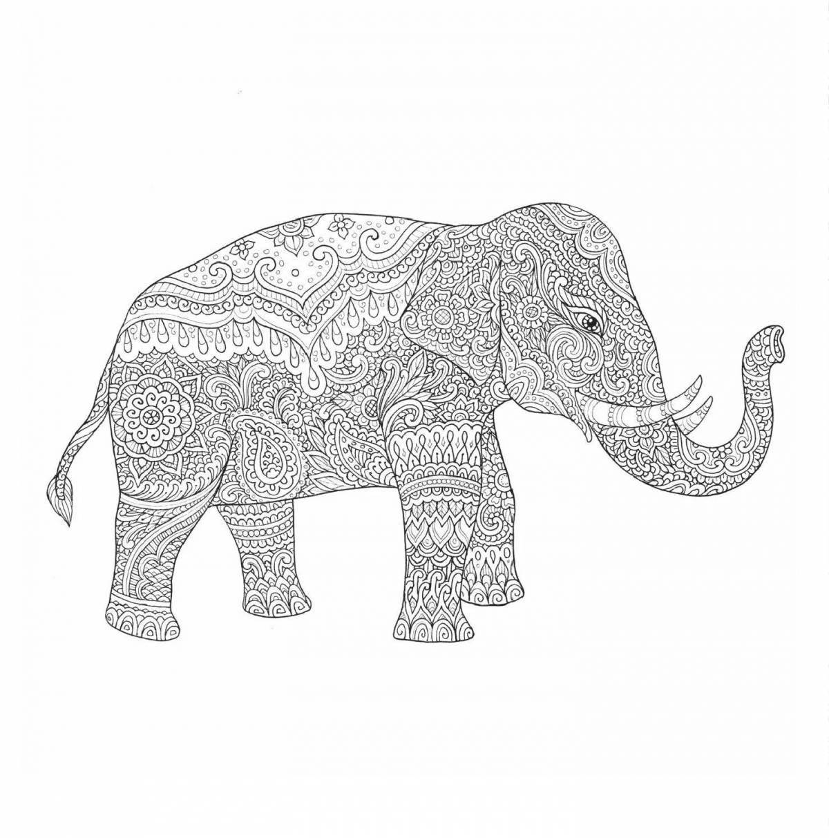 Буйная раскраска антистрессовый слон
