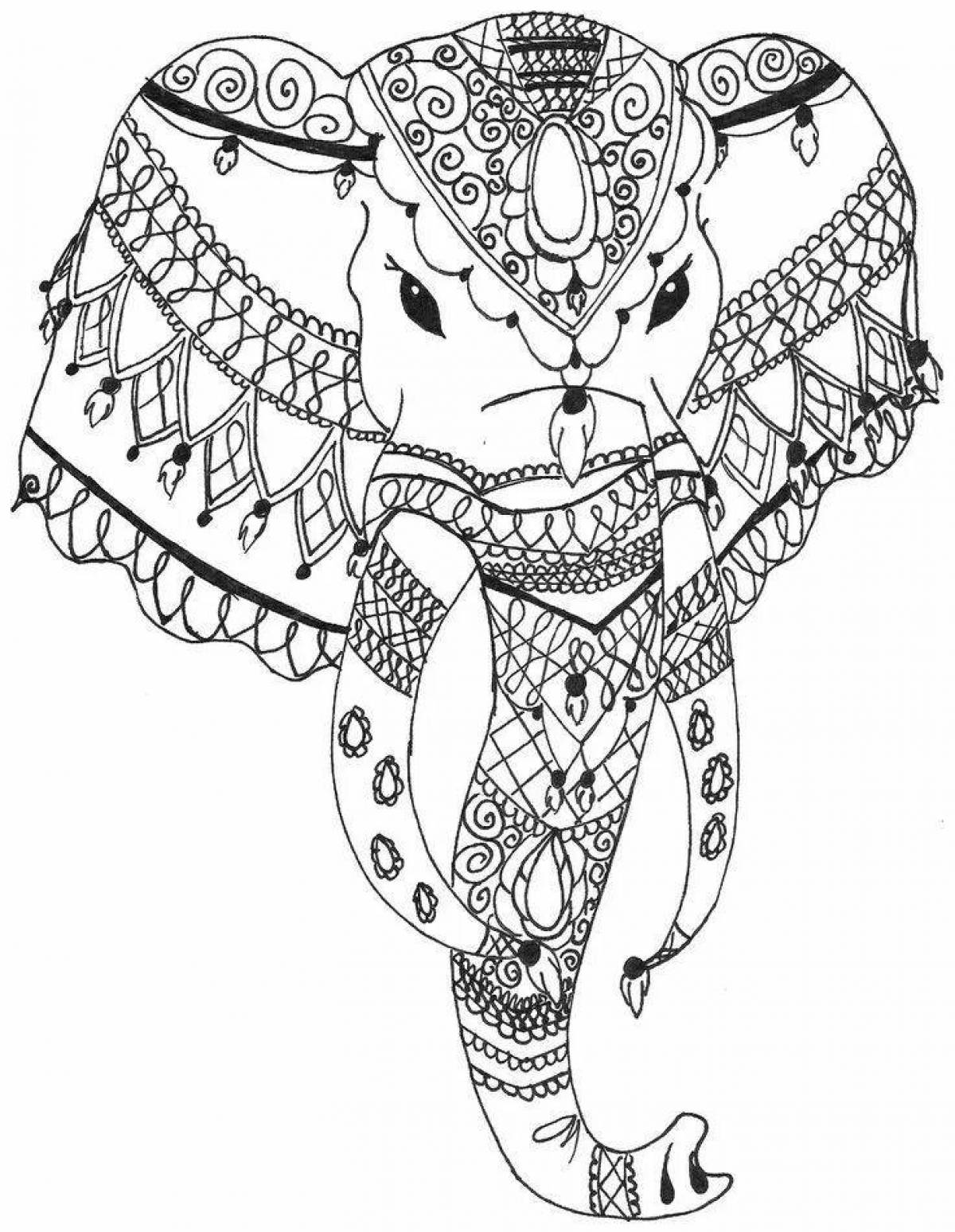 Sublime coloring page anti-stress elephant