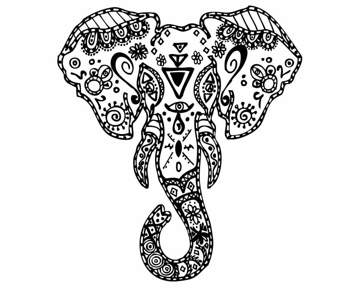 Beautiful coloring anti-stress elephant