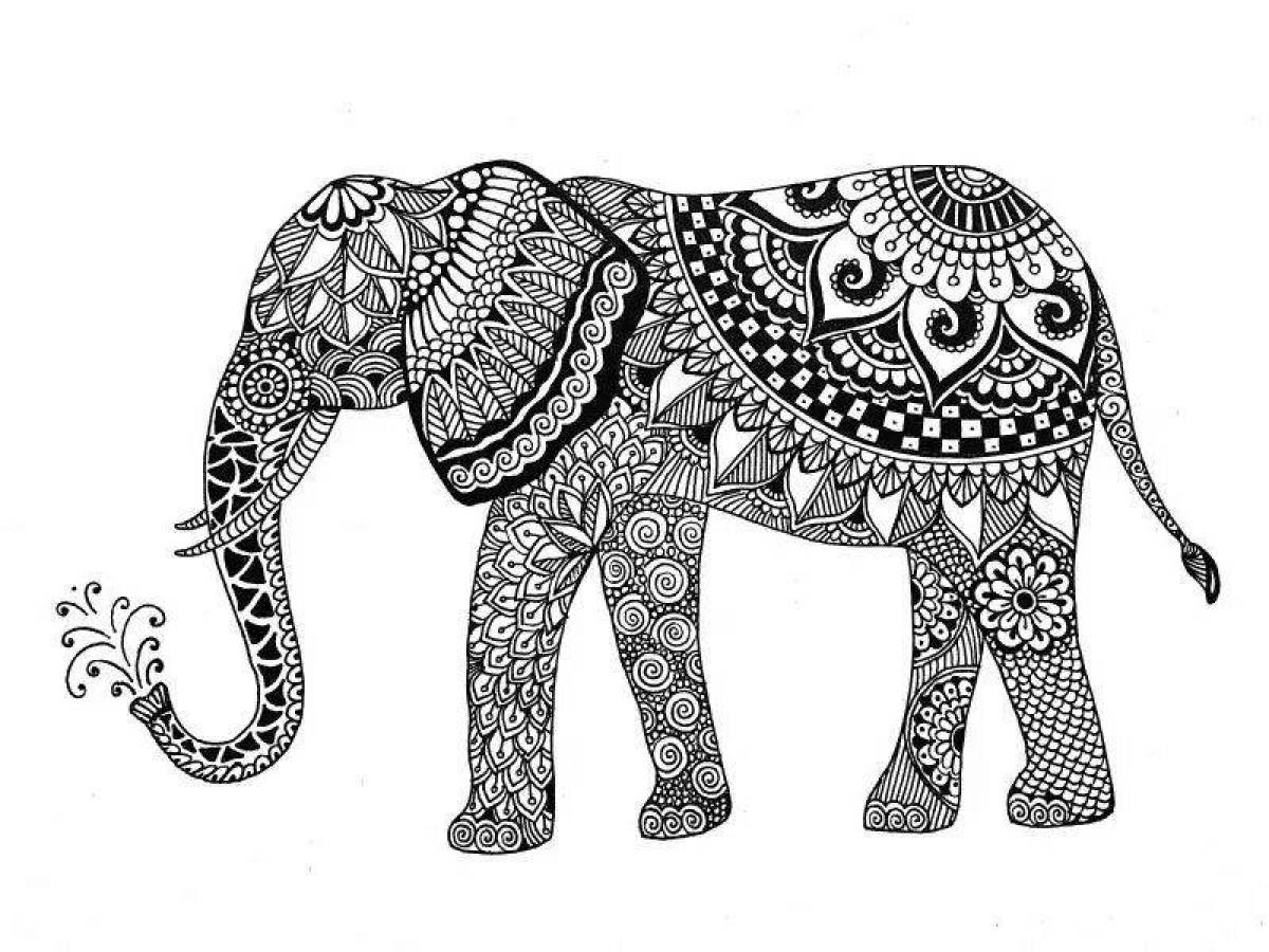 Finished coloring anti-stress elephant