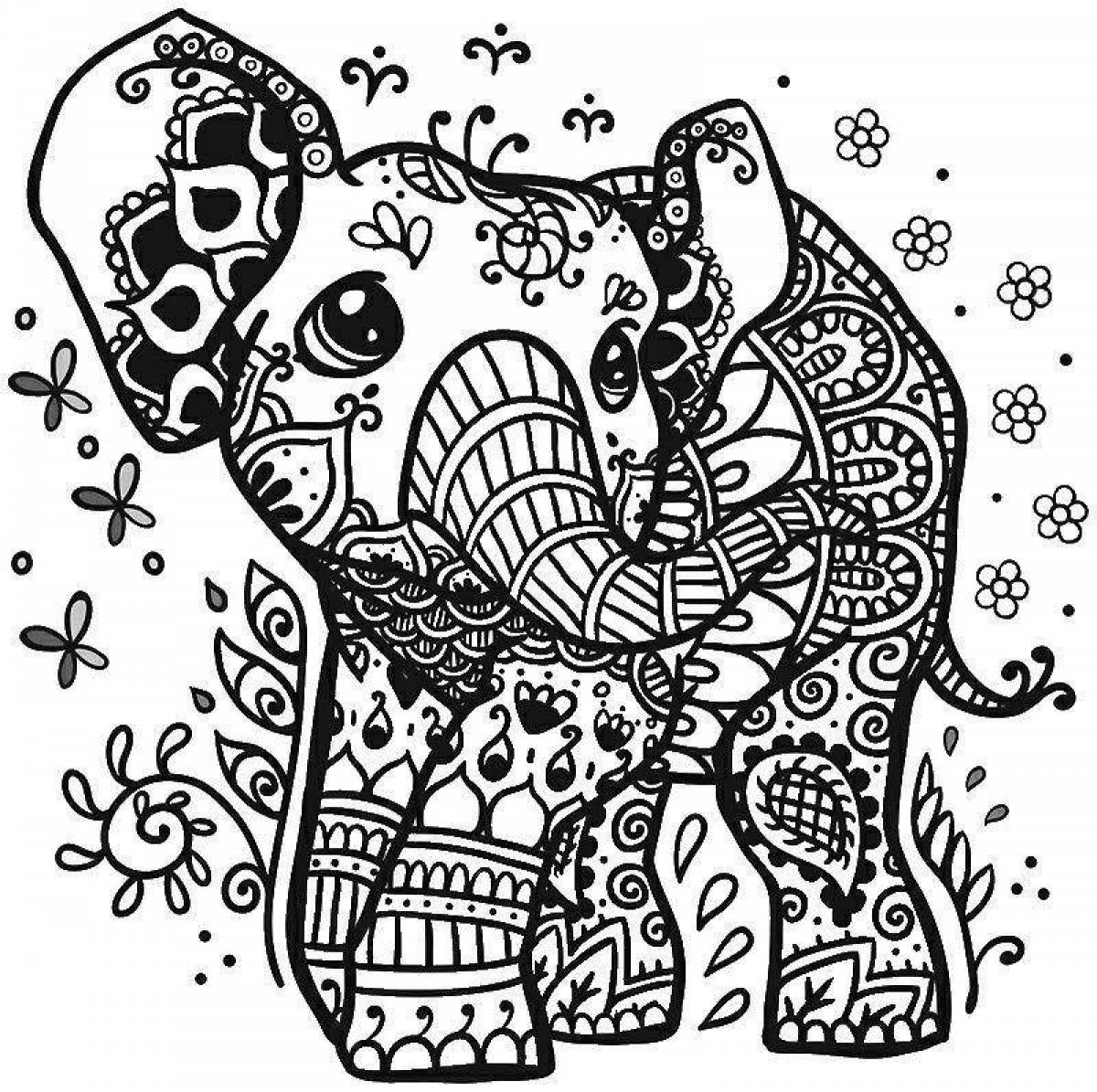 Serendipitous anti-stress elephant coloring book
