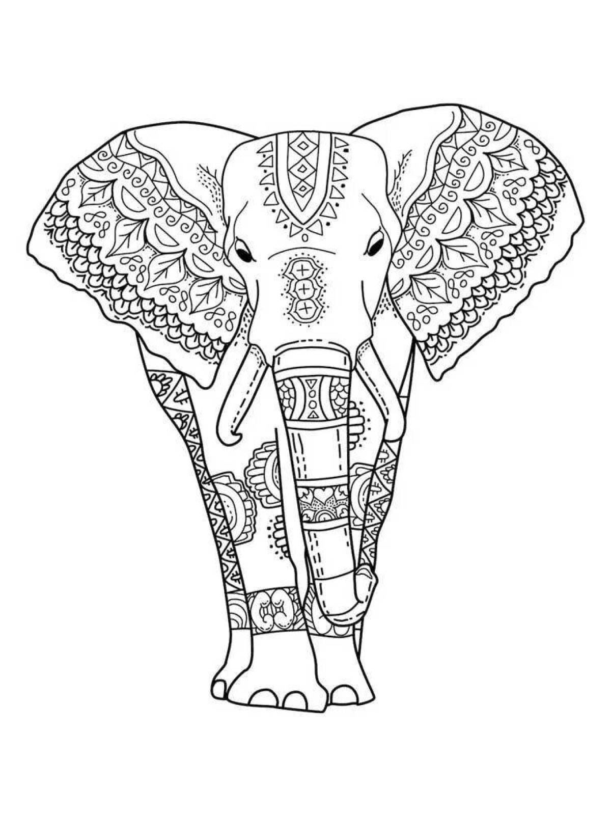 Блаженная раскраска антистрессовый слон