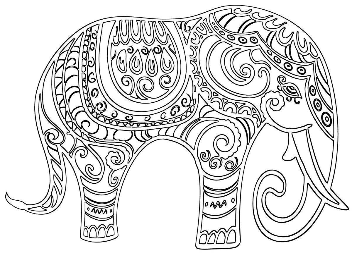 Гармоничная раскраска антистресс слон
