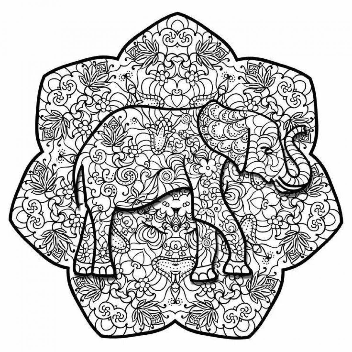 Королевская раскраска антистрессовый слон
