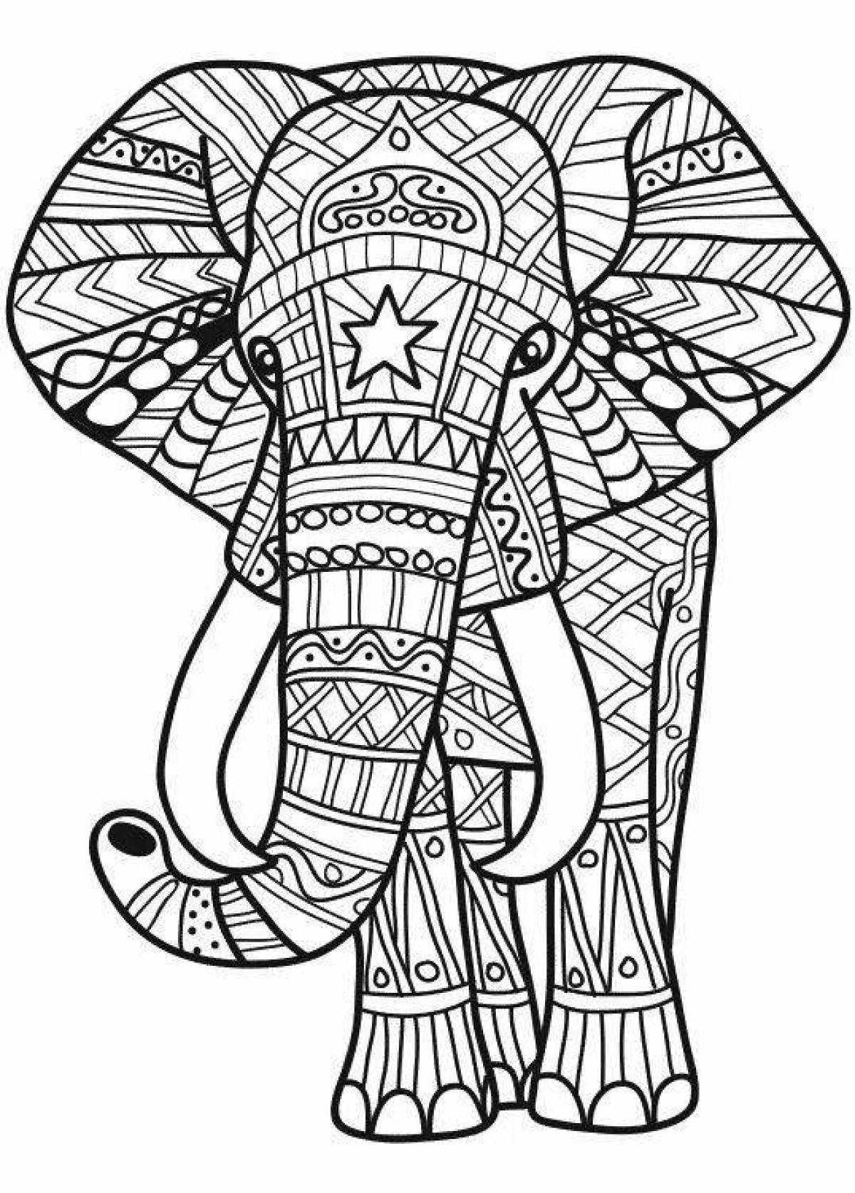 Обаятельная раскраска антистрессовый слон