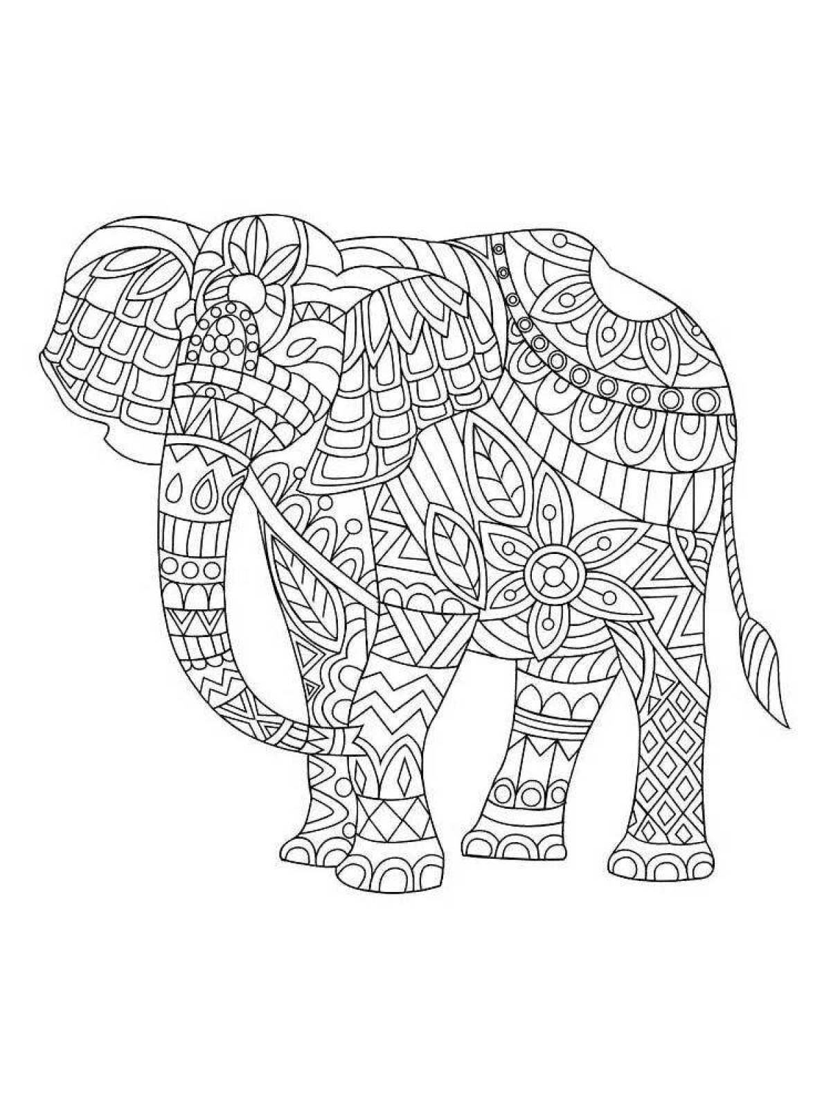 Любезная раскраска антистрессовый слон