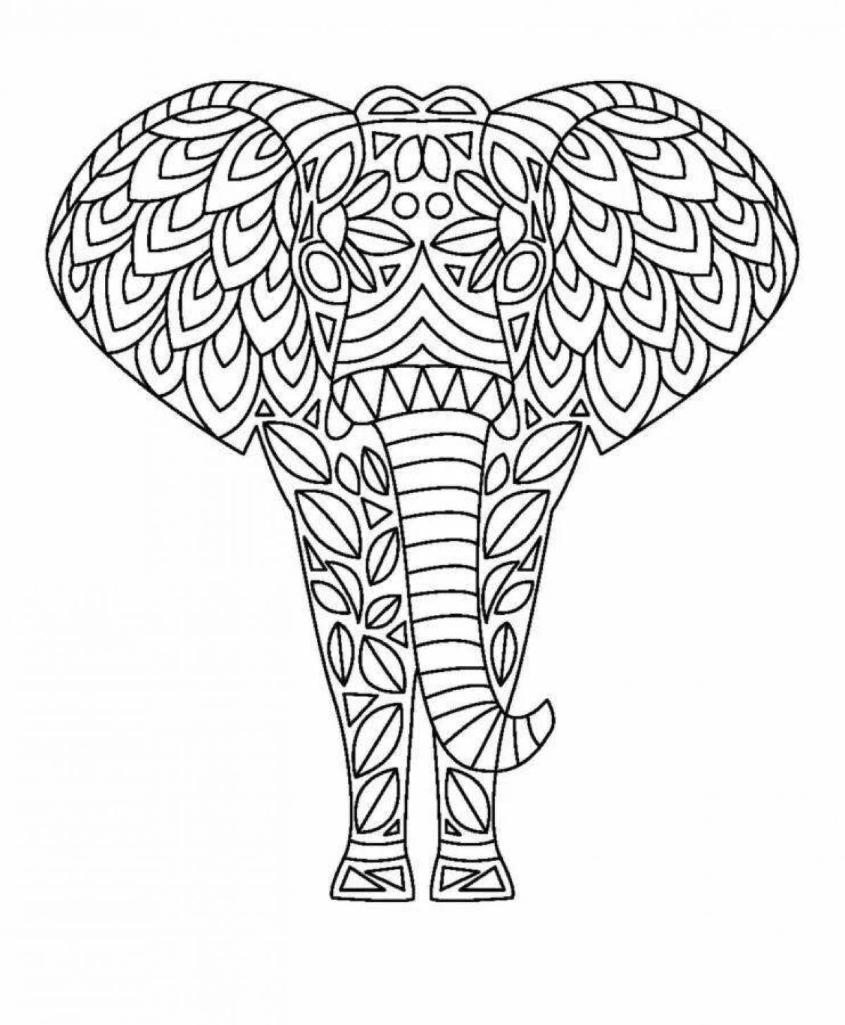 Ангельская раскраска антистрессовый слон