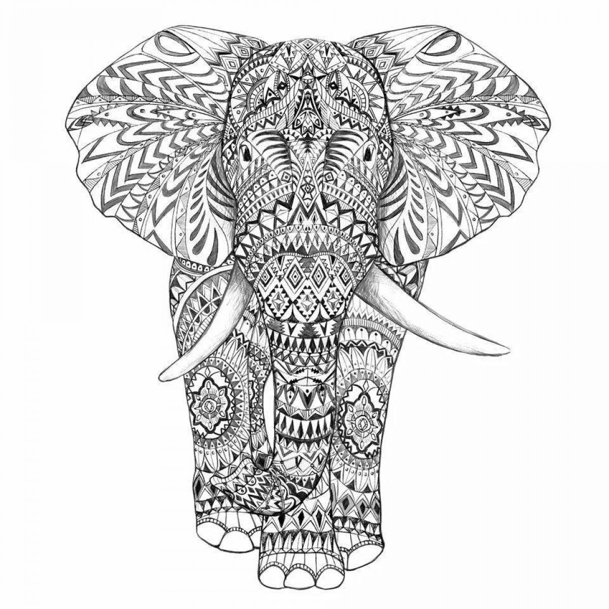 Божественная раскраска антистрессовый слон
