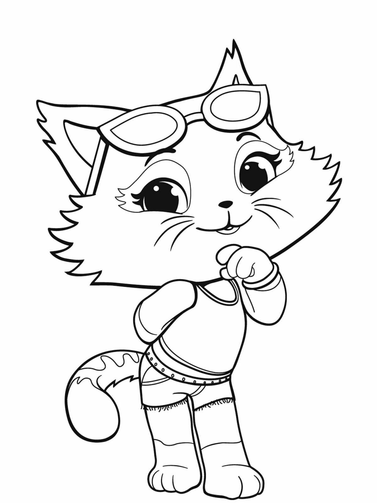 Coloring page of outgoing cat bubu
