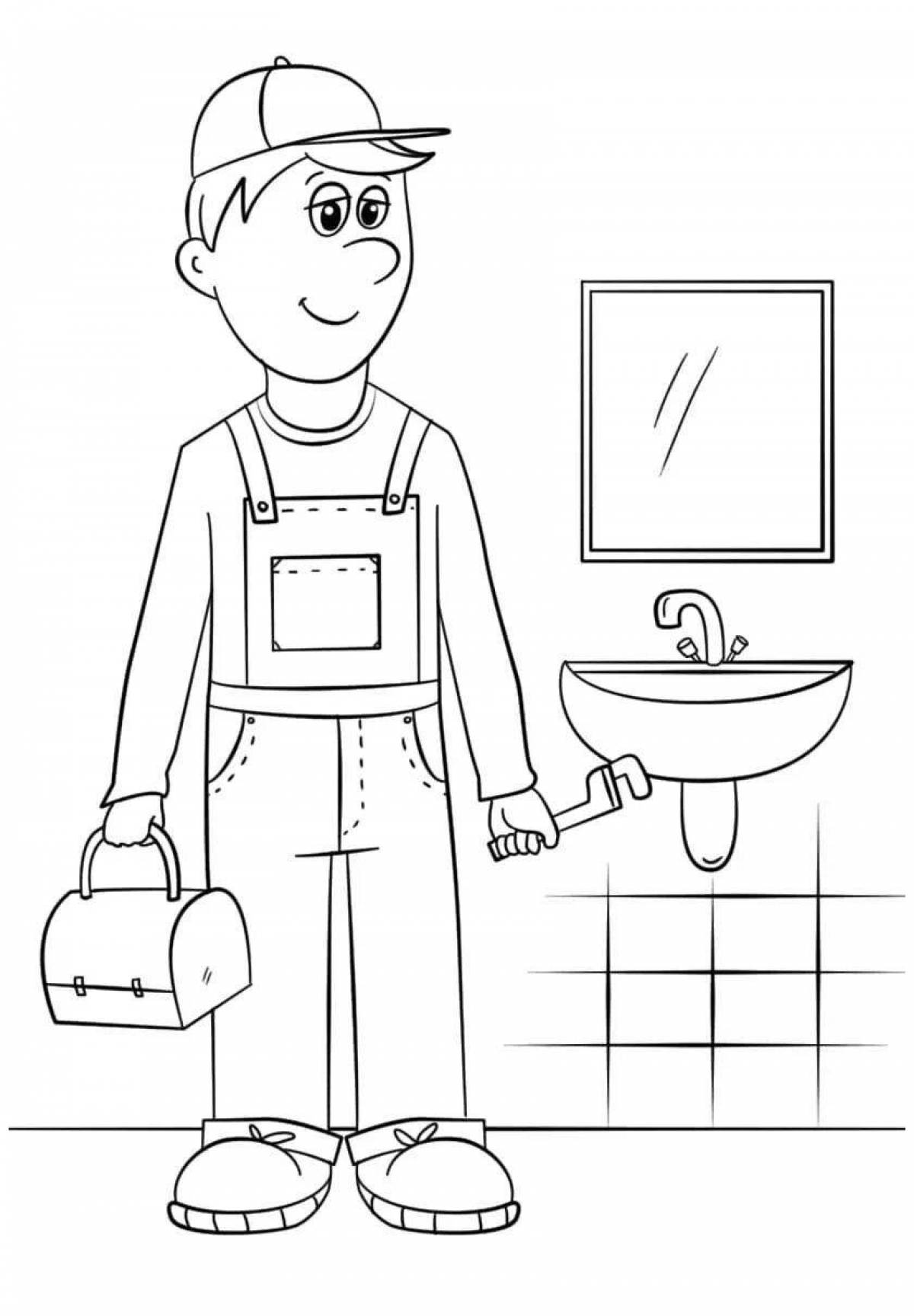 Coloring page cheerful veterinarian