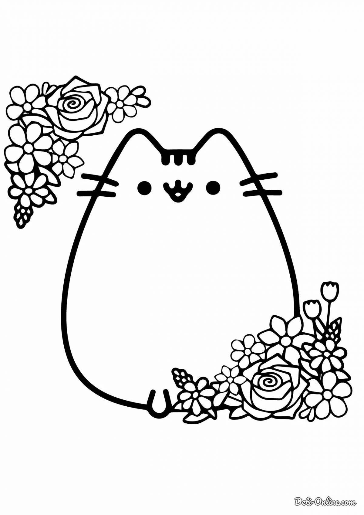 Coloring book fluffy cat Cornish Rex