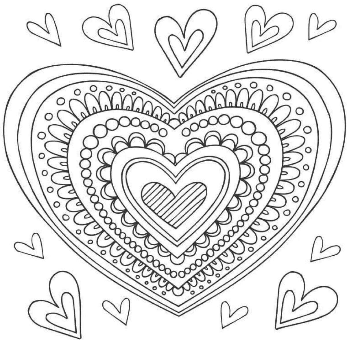 Delightful coloring book for girls with hearts