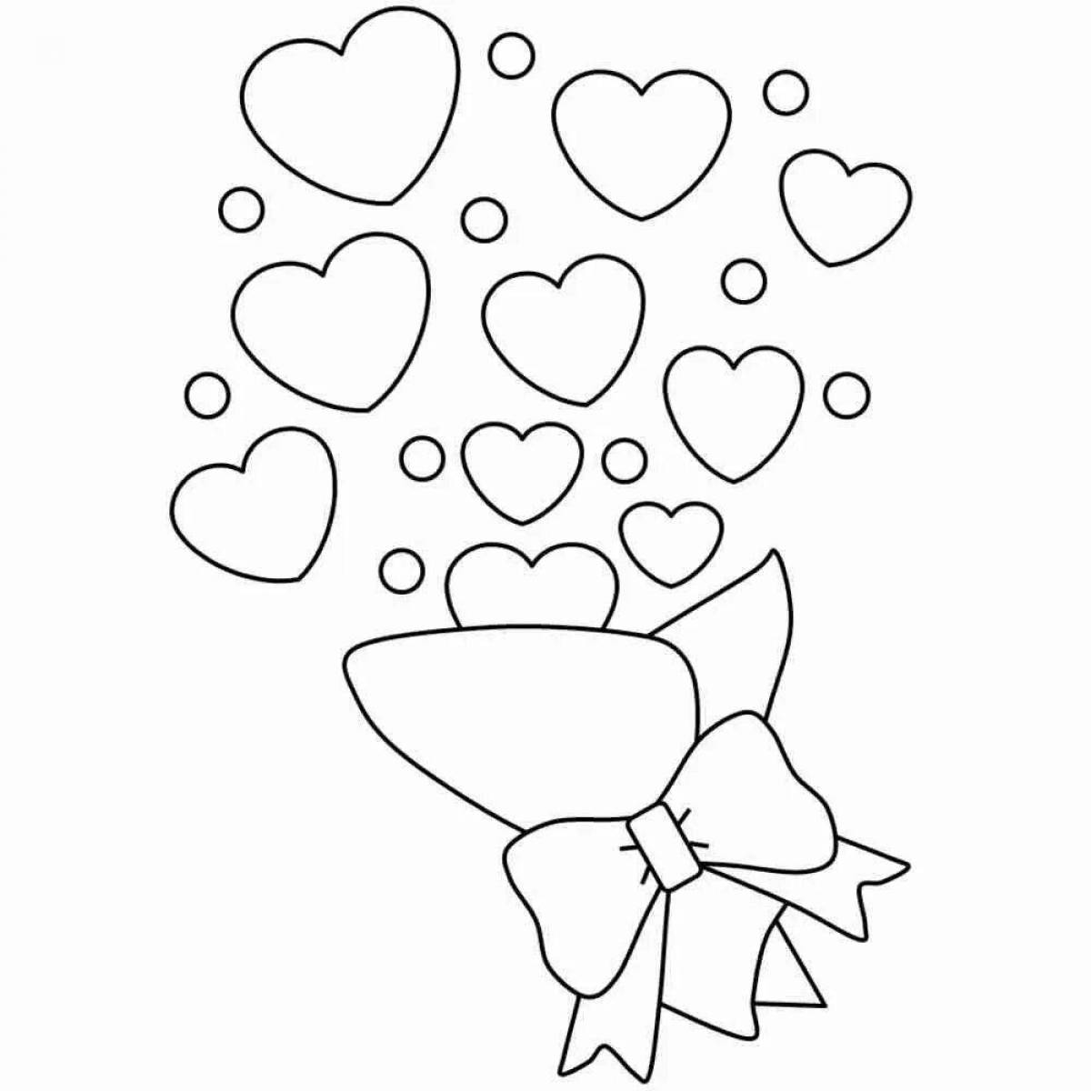 Glamorous coloring book for girls with hearts