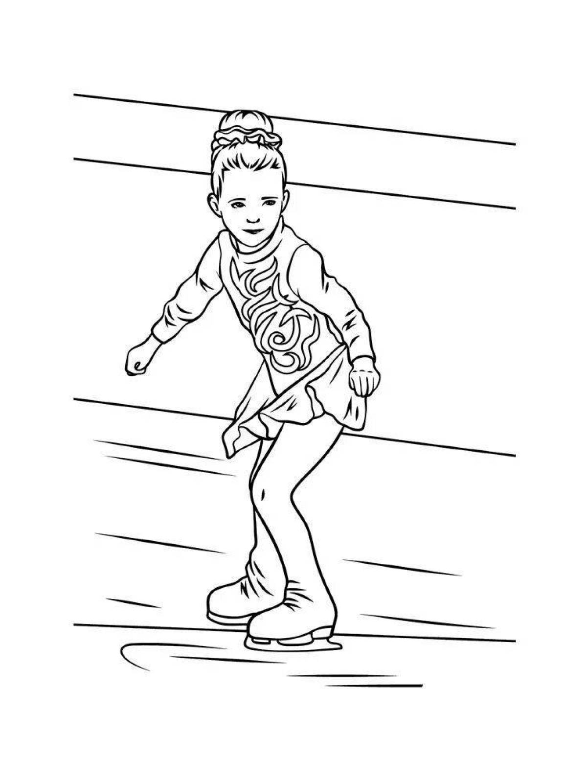 Bright figure skater coloring book for kids
