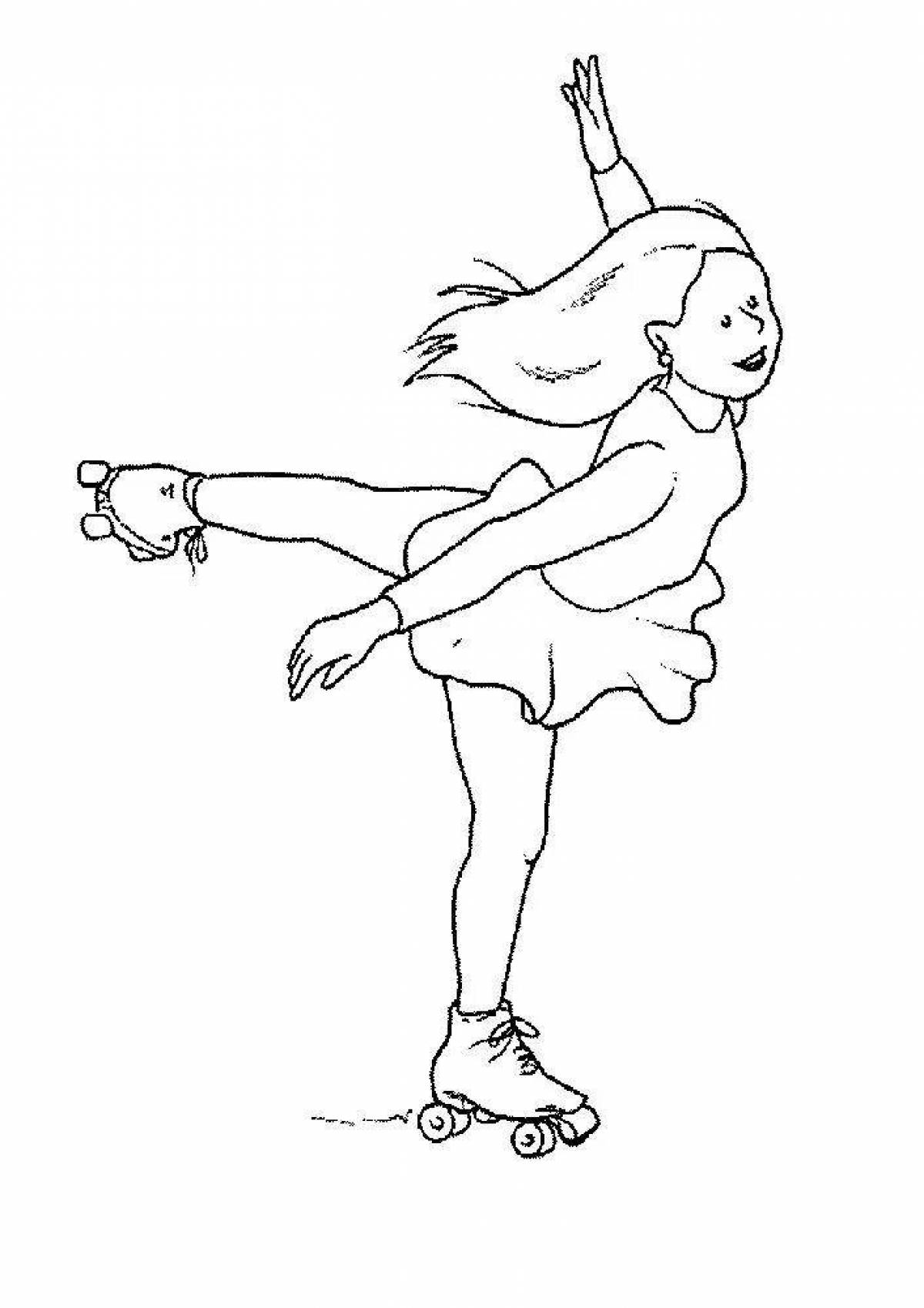 Cute figure skater coloring book for kids