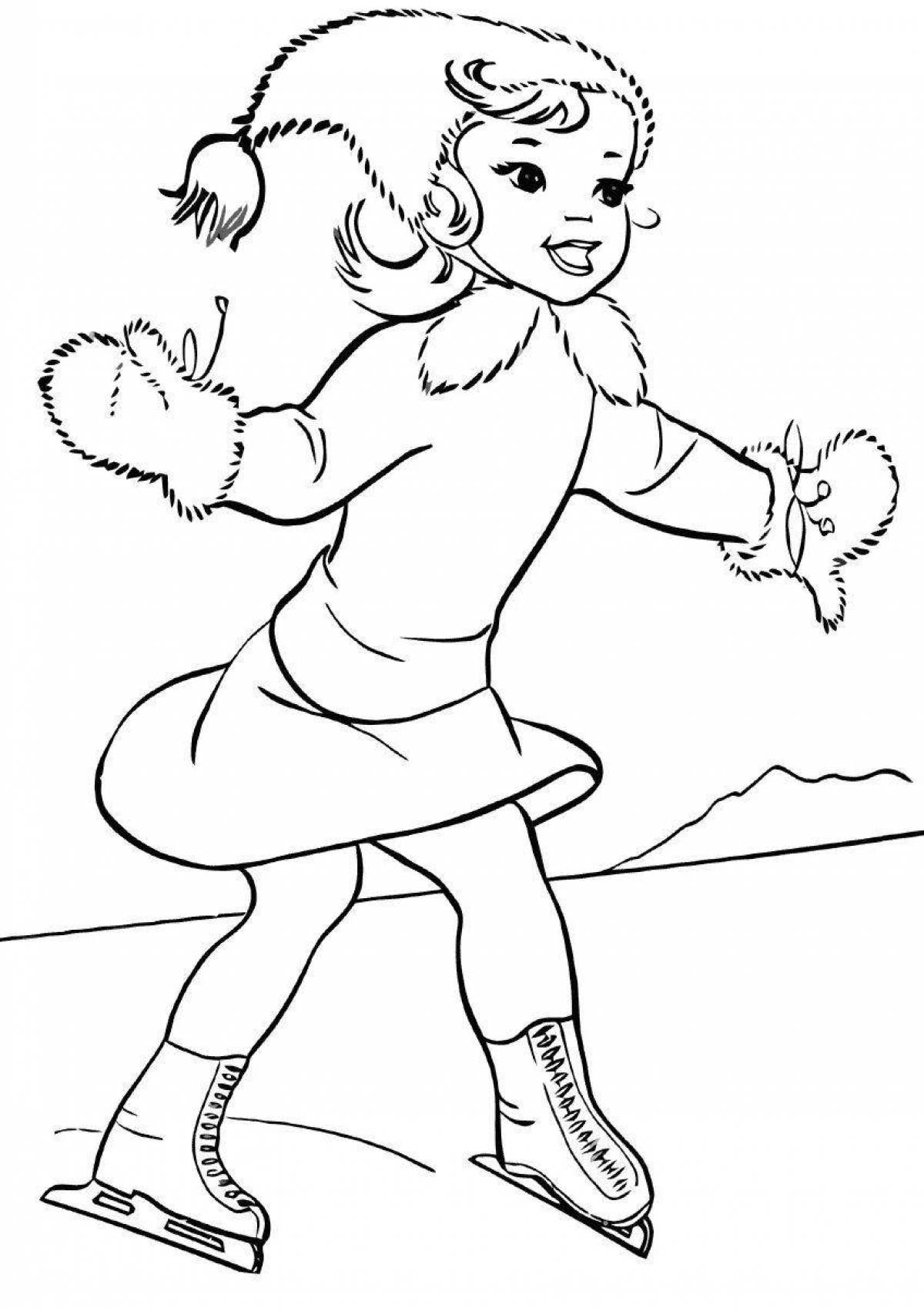 Dynamic skater coloring page for kids