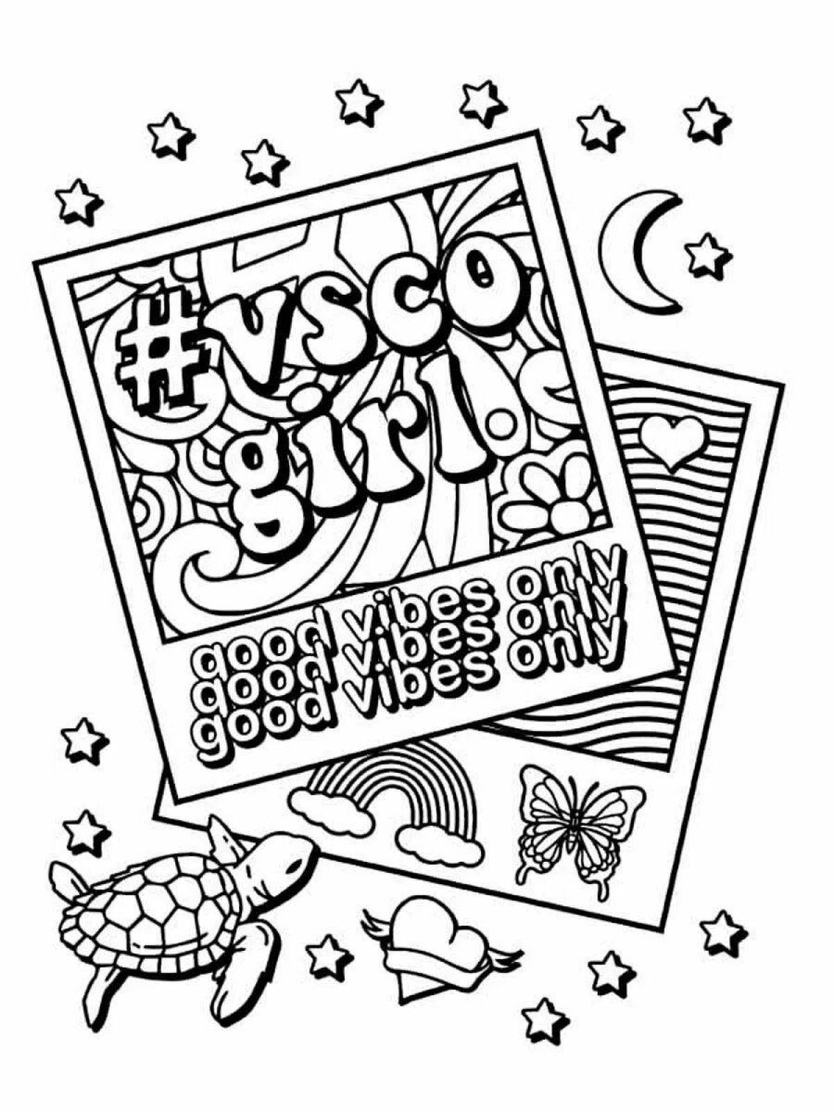 Tranquil coloring page indie kid aesthetic