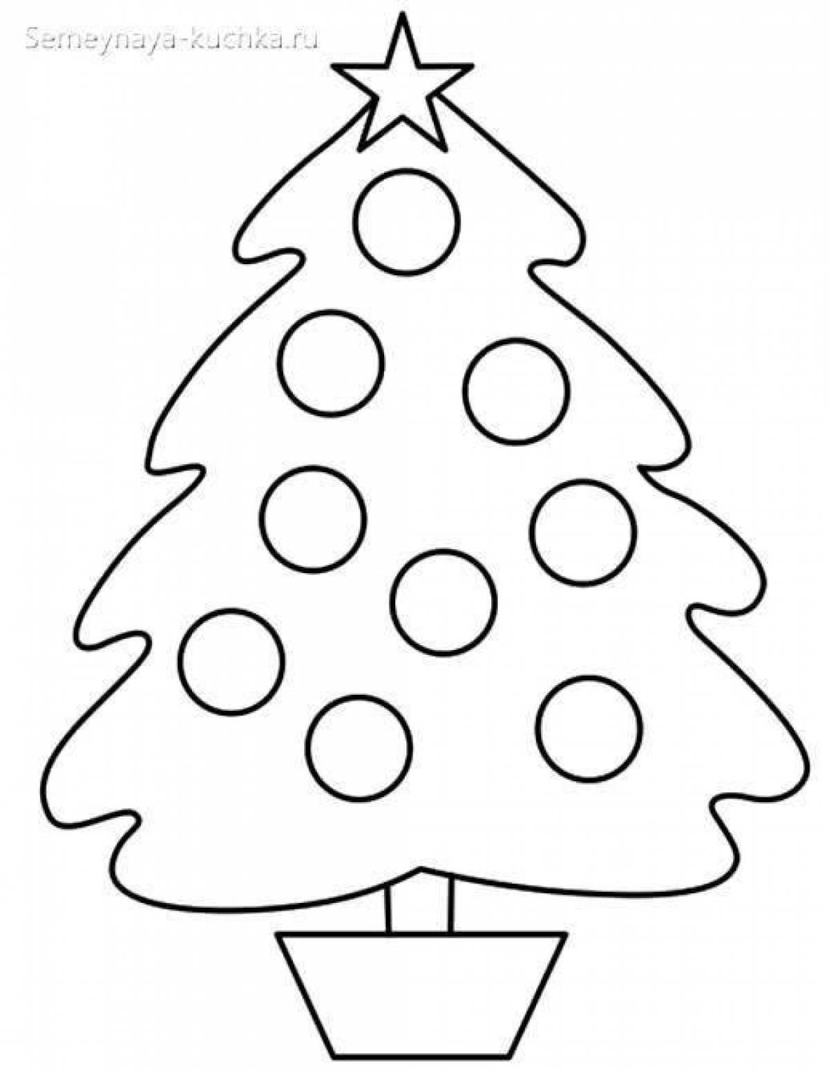 Праздничная раскраска рождественская елка с шарами