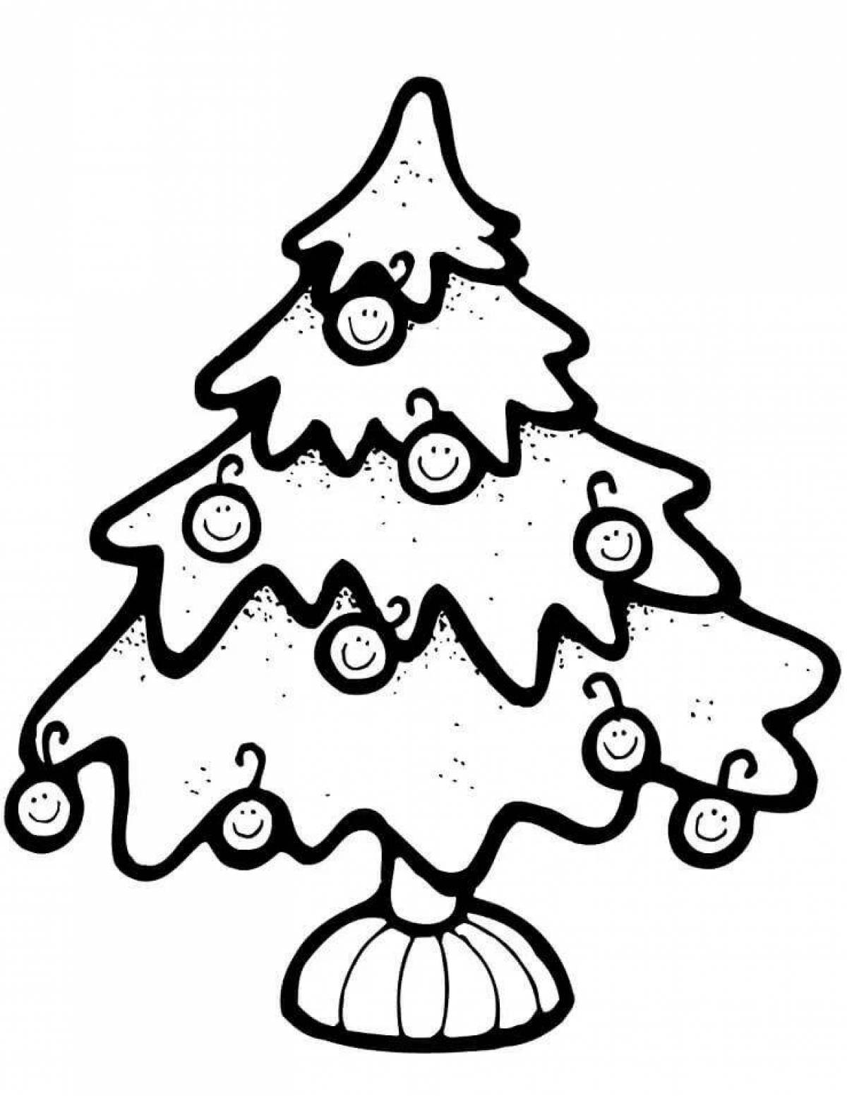 Radiant coloring page Christmas tree with balls