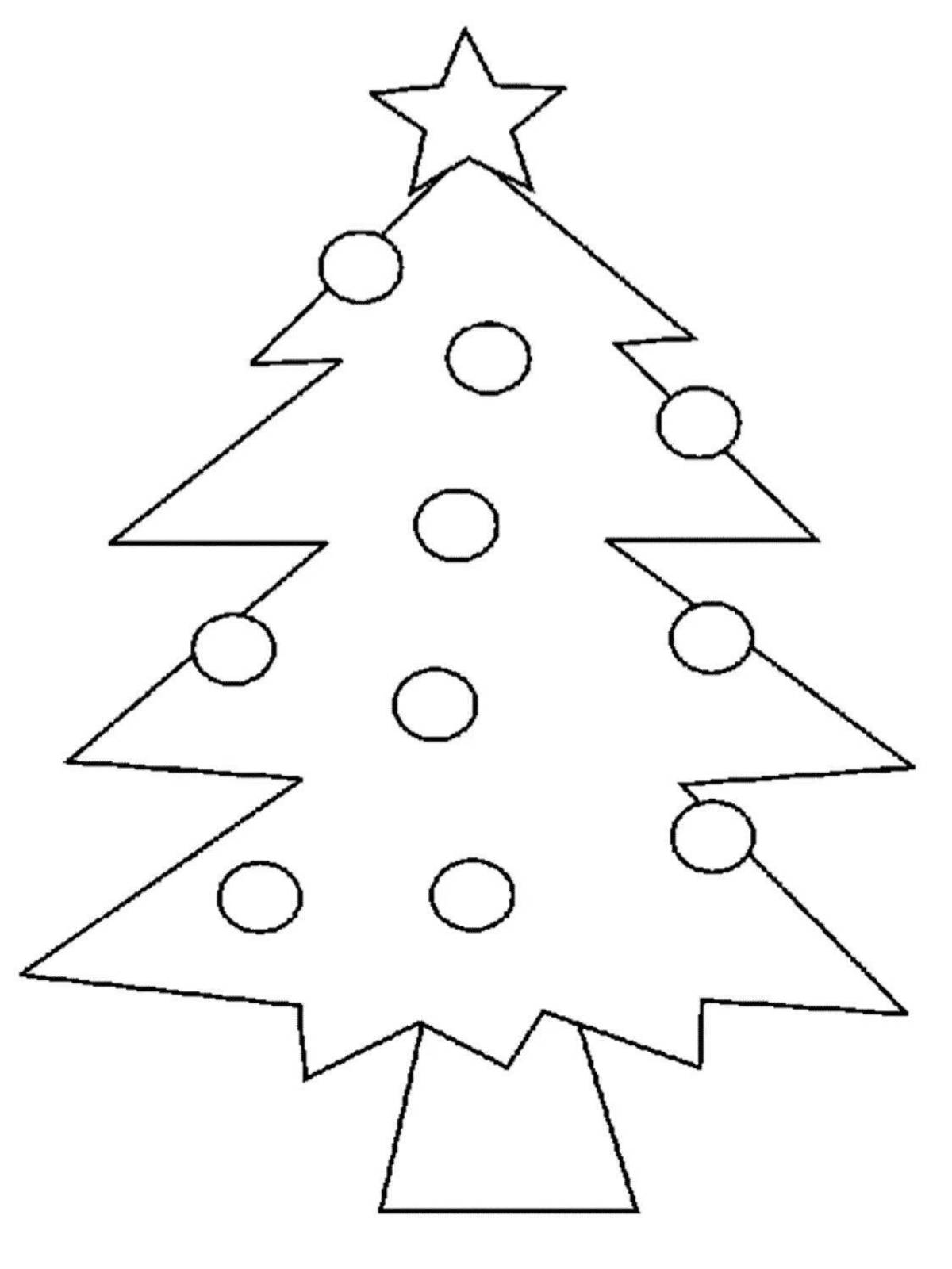 Adorable Christmas tree coloring book with balls