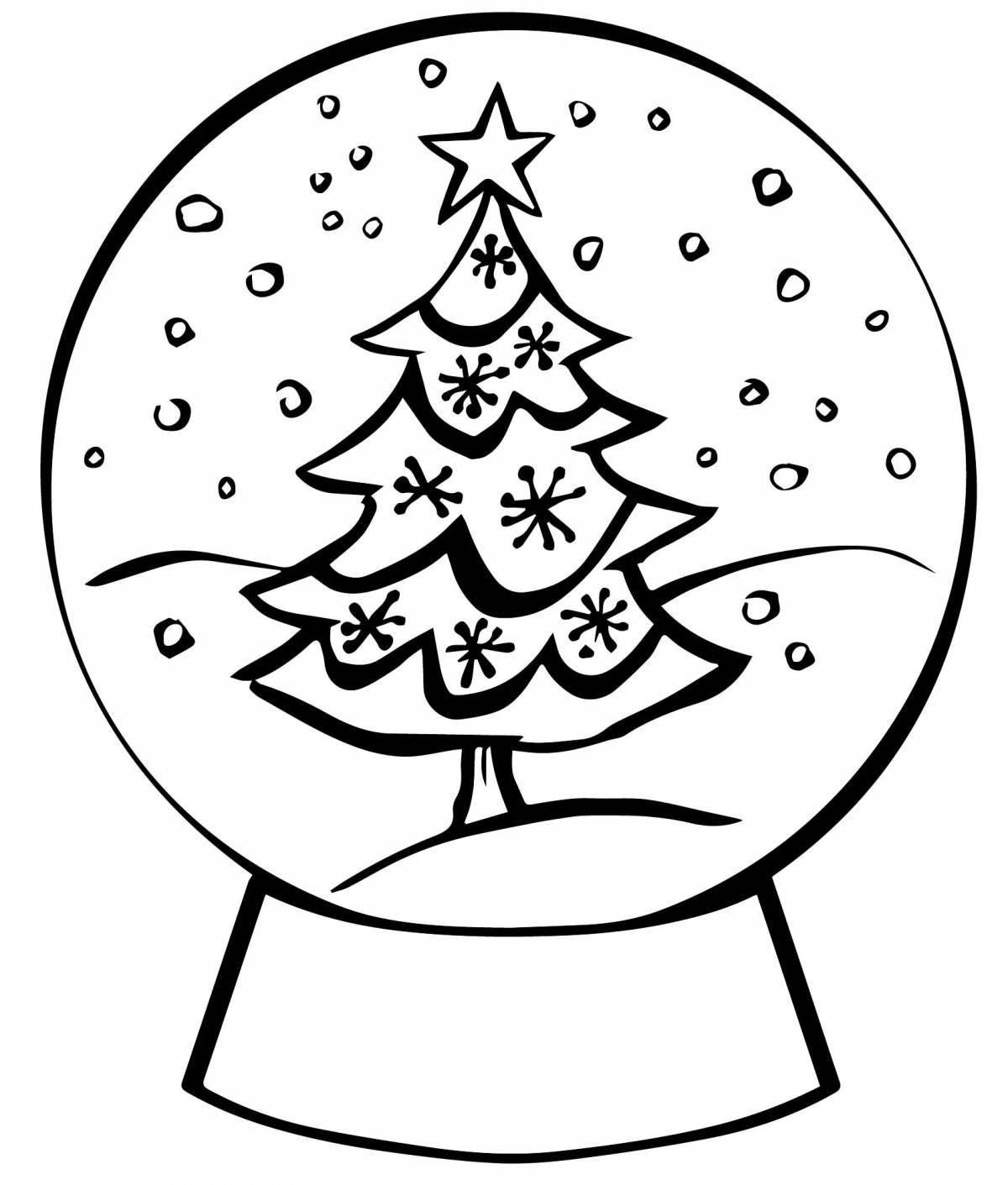 Веселая раскраска рождественская елка с шарами