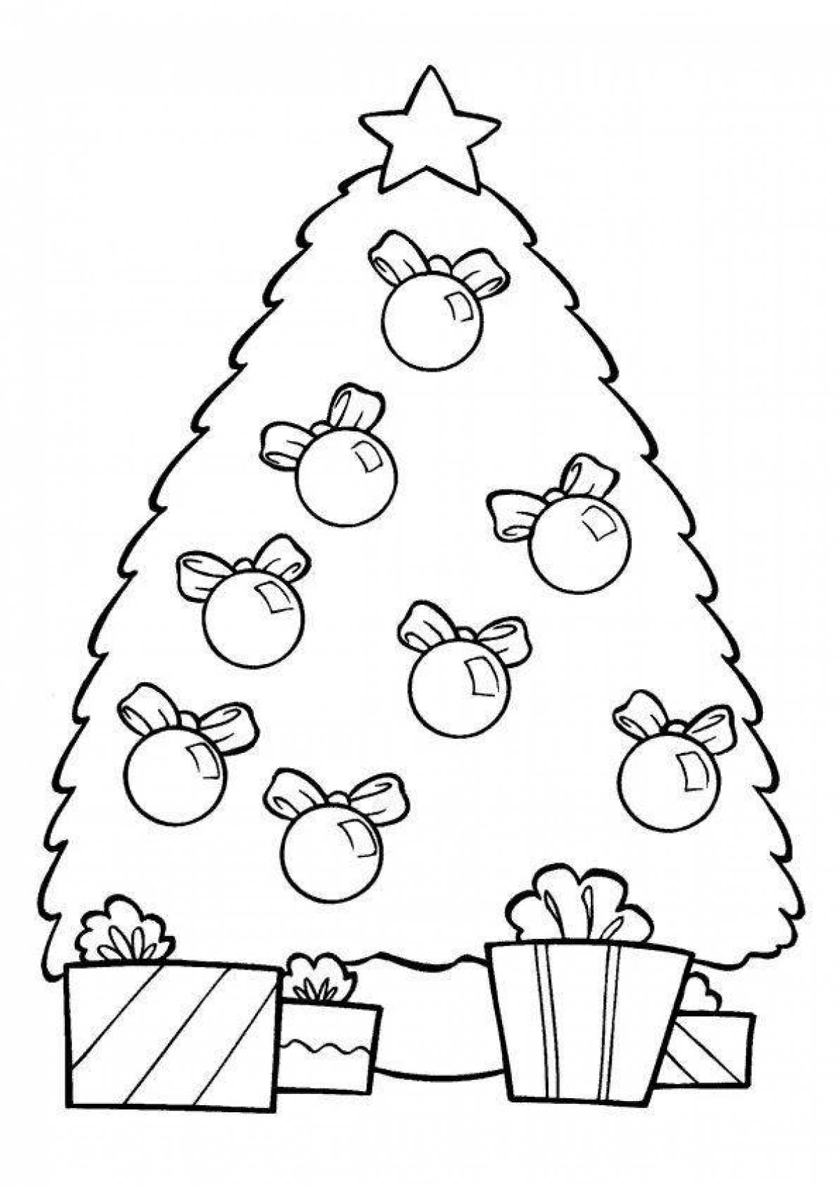 Сияющая раскраска рождественская елка с шариками