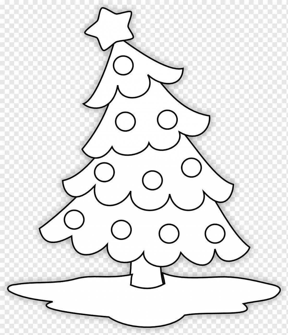 Grand coloring page Christmas tree with balls