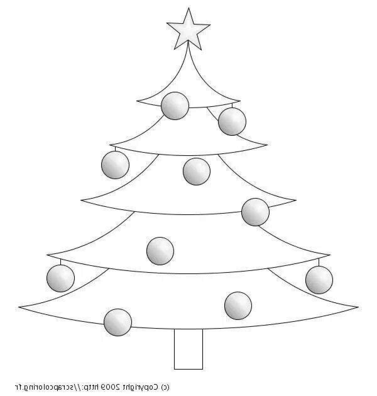 Exalted Christmas tree with balls coloring page