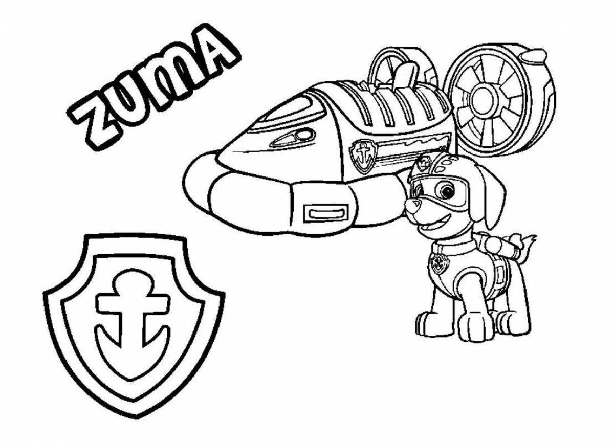 Colorful and detailed paw patrol base coloring page