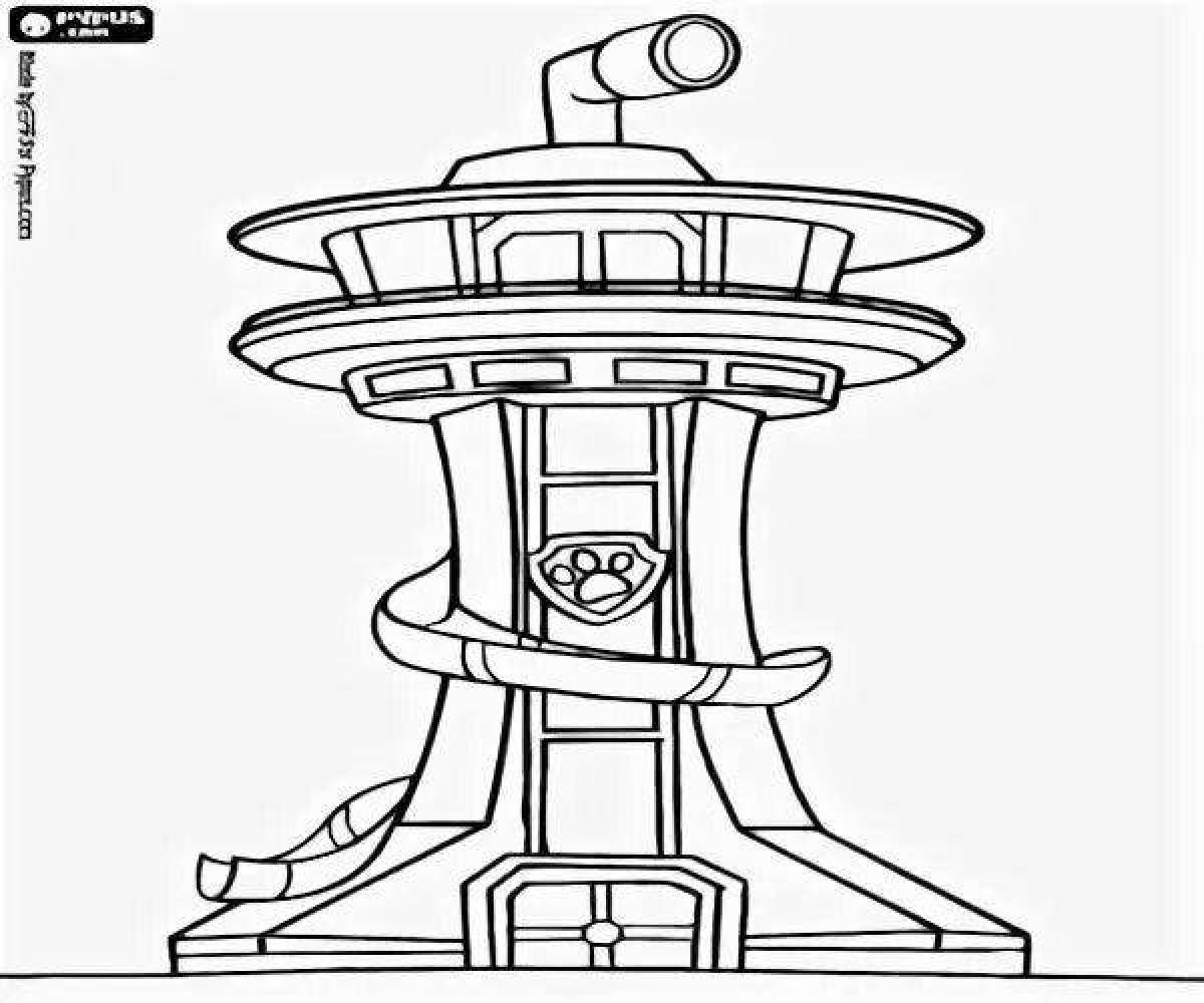 Распечатать базу. База Щенячий патруль раскраска. База Щенячий патруль раскрасить. Башня Щенячий патруль раскраска. База Щенячий патруль рисунок.