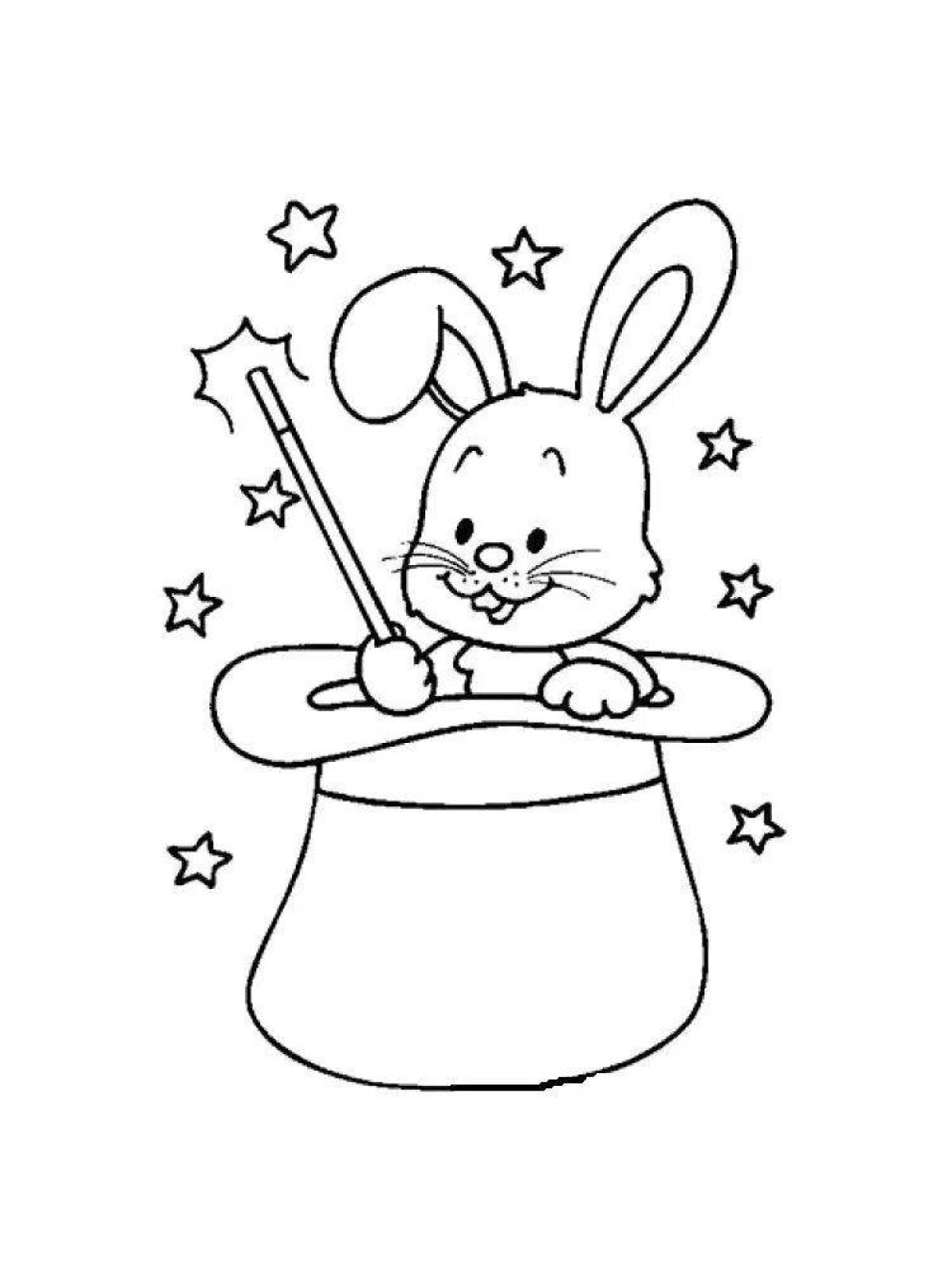 Christmas coloring book with shiny hare