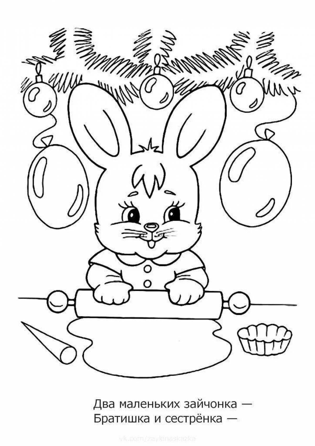 Christmas coloring book glittering hare