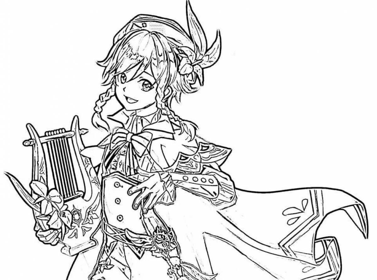 Charming yae miko coloring book