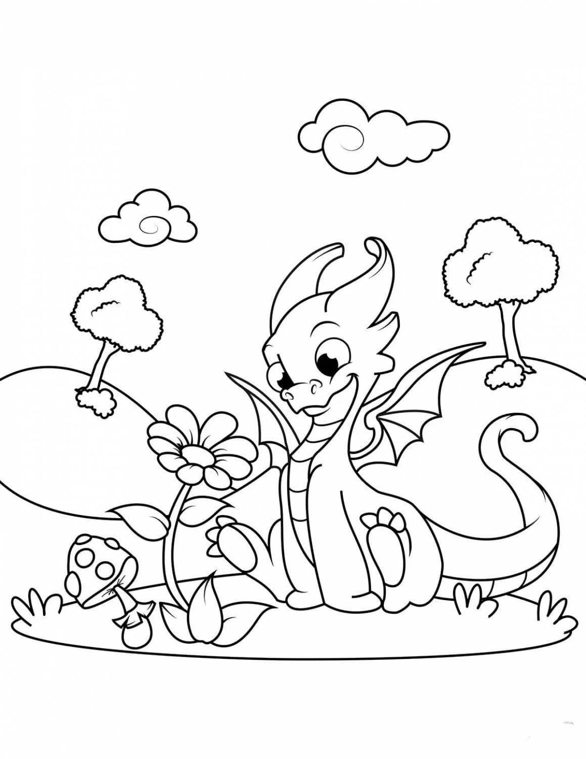 Fancy dragon coloring pages for kids