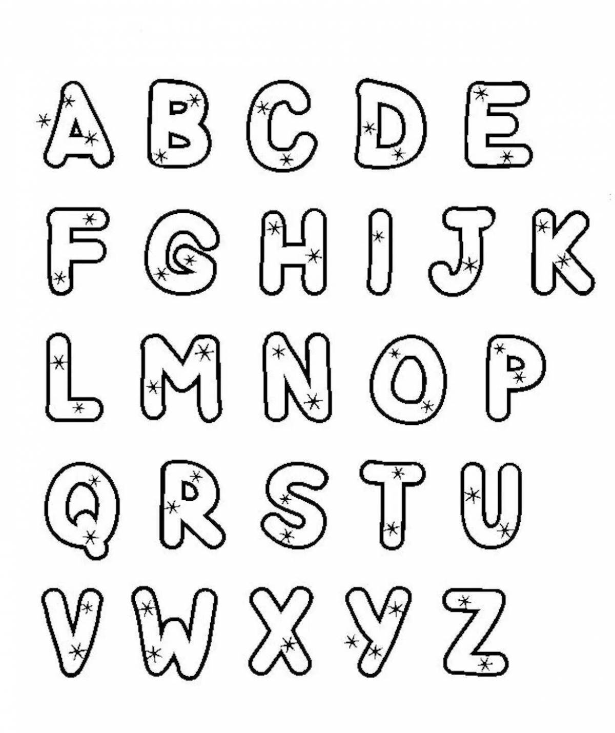 Забавная раскраска английский алфавит с глазами