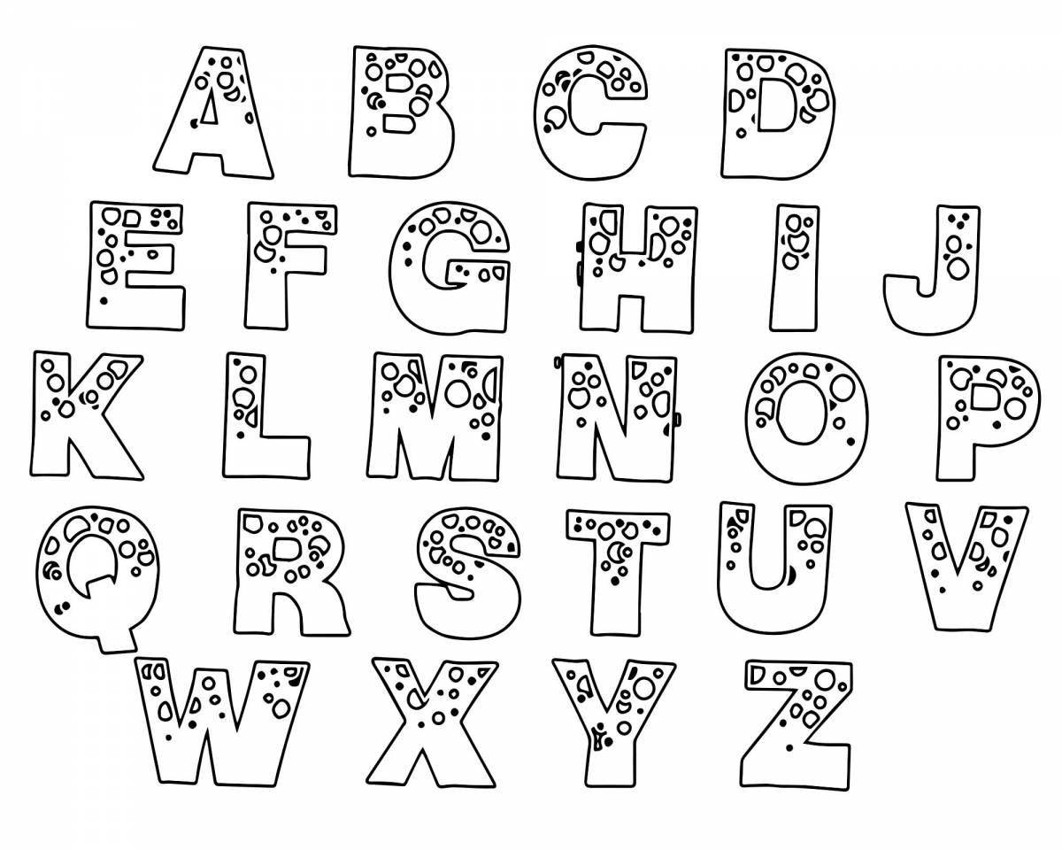 Delightful coloring book english alphabet with eyes