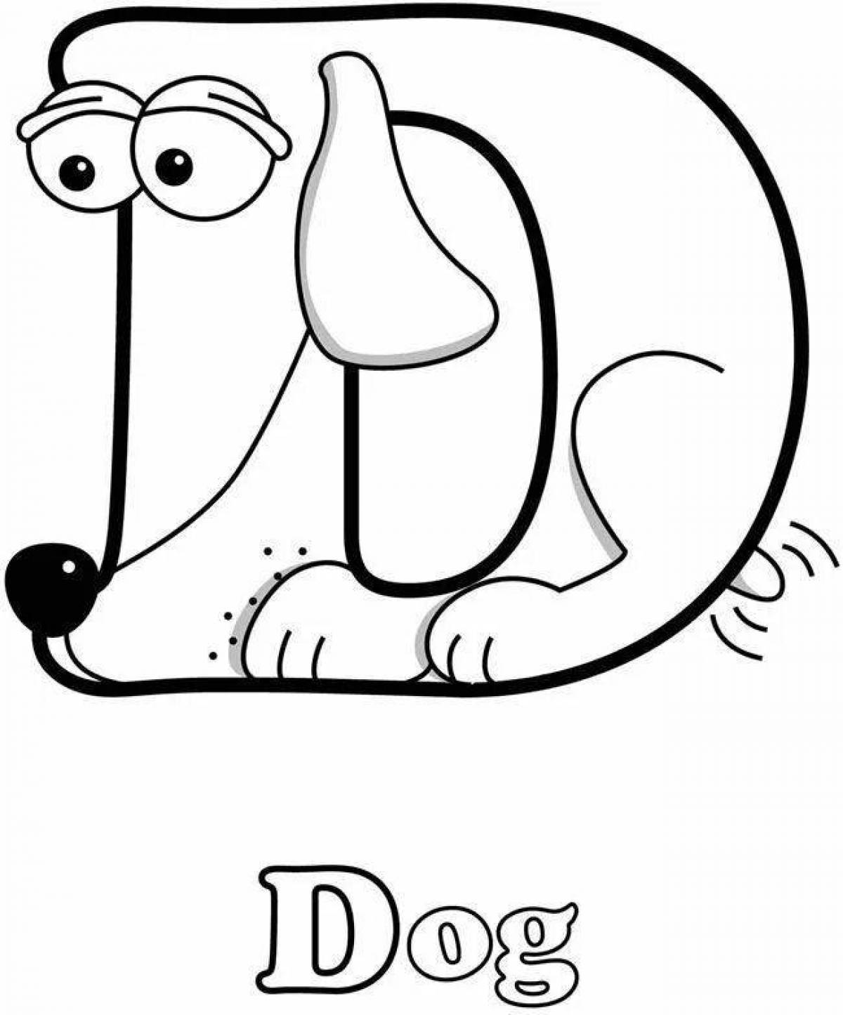 Radiant coloring page english alphabet with eyes