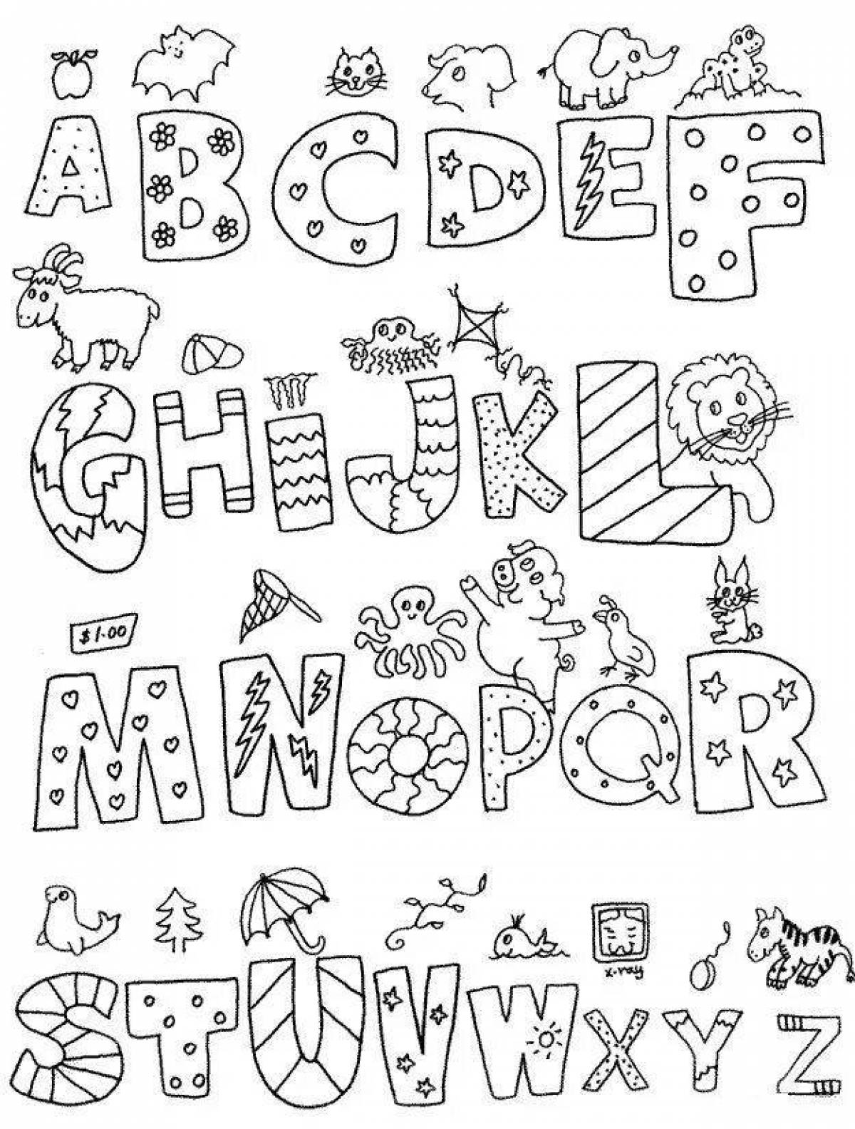 Vivacious coloring page english alphabet with eyes