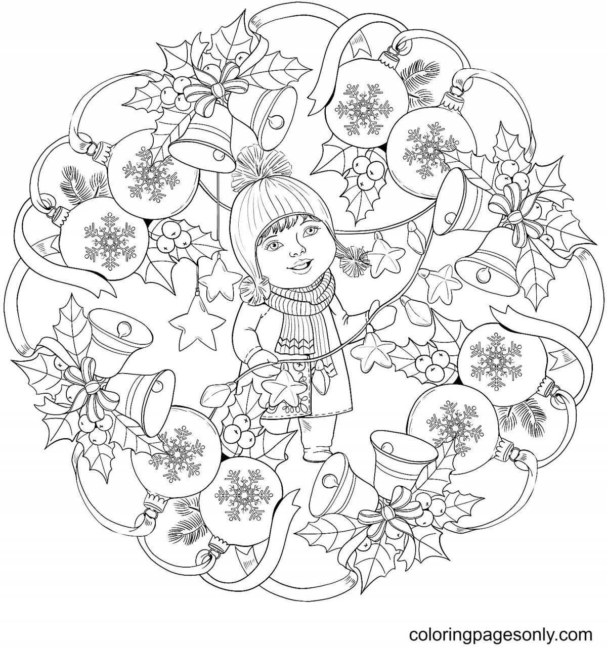Colored Christmas anti-stress coloring book