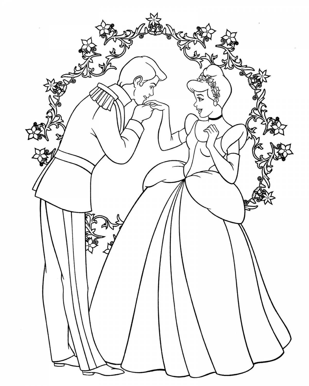 Adorable princess and prince coloring book for kids