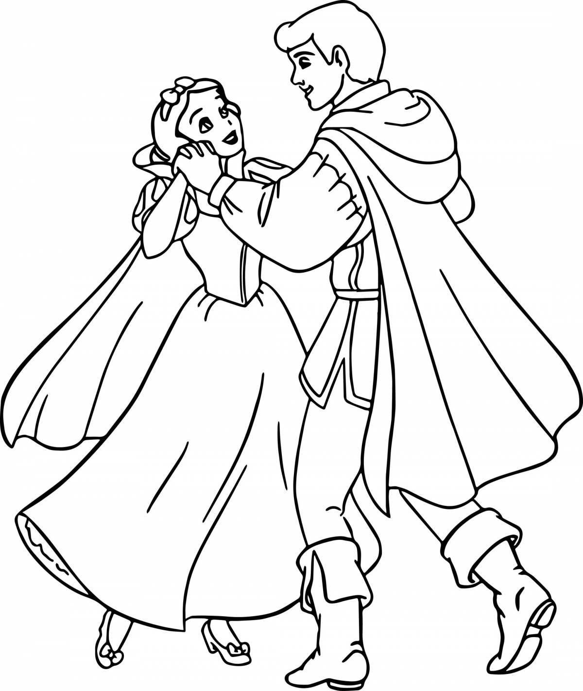 Violent coloring princess and prince for kids