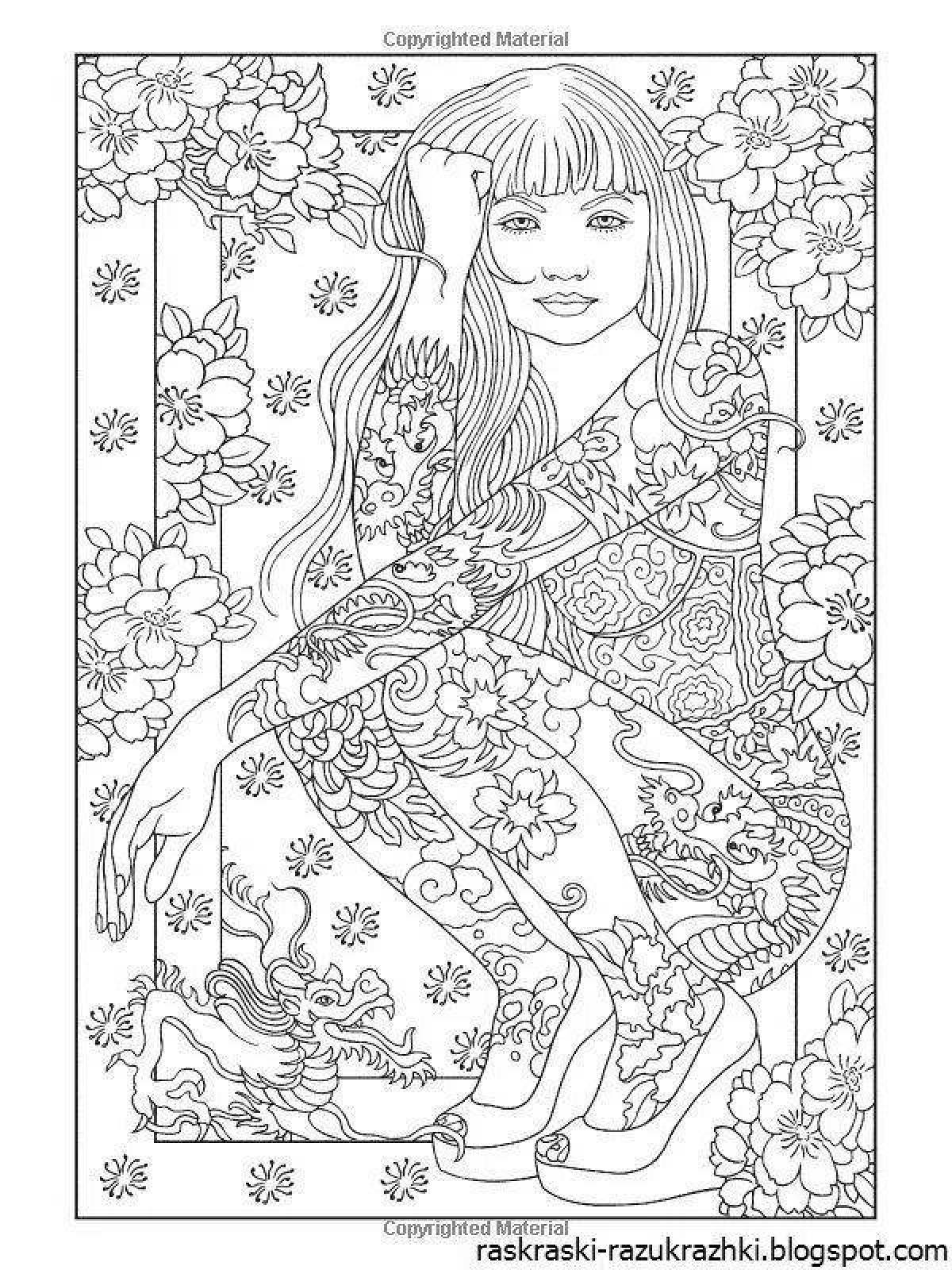 Cute coloring book for girls 9-10 years old
