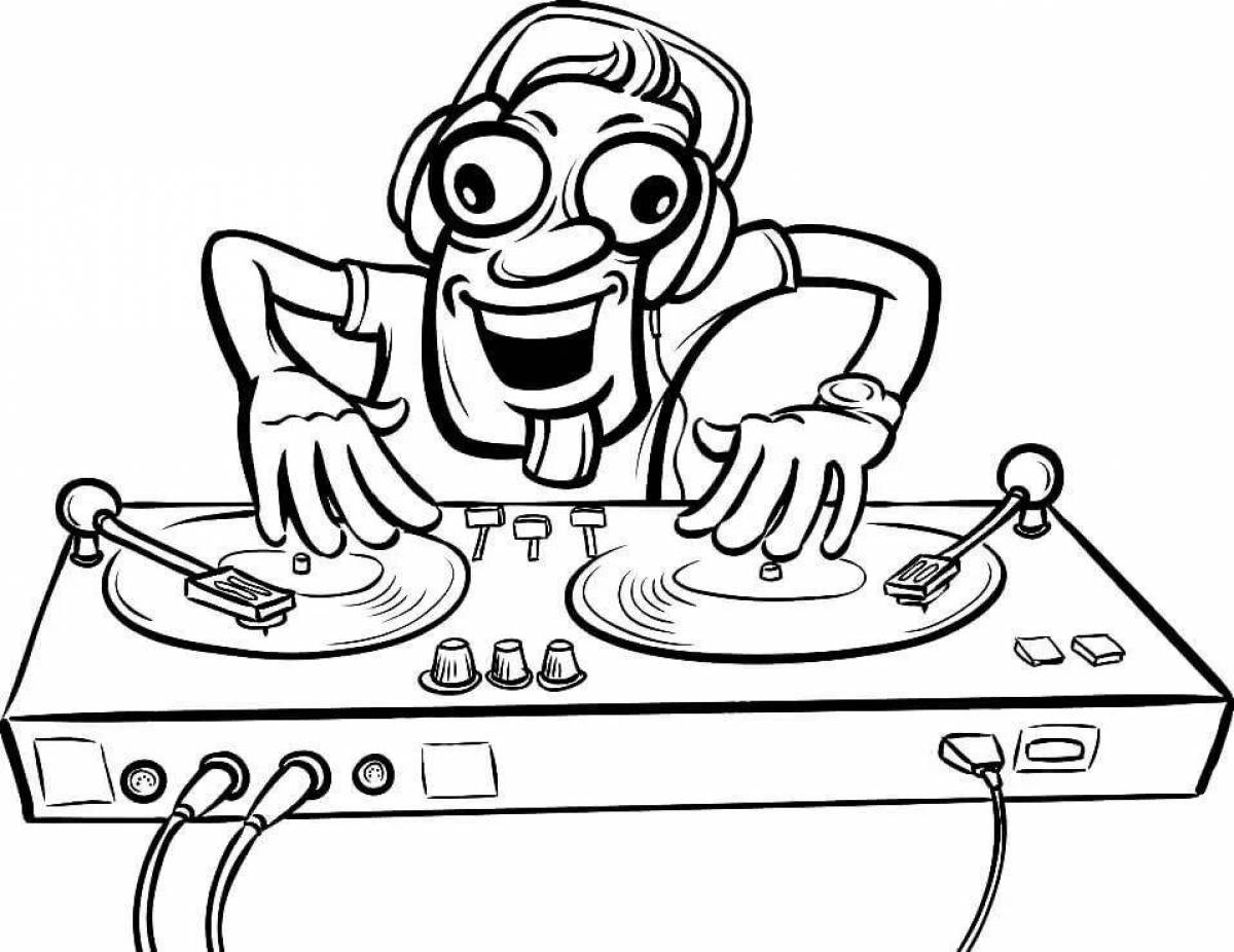 Colorful dj coloring page